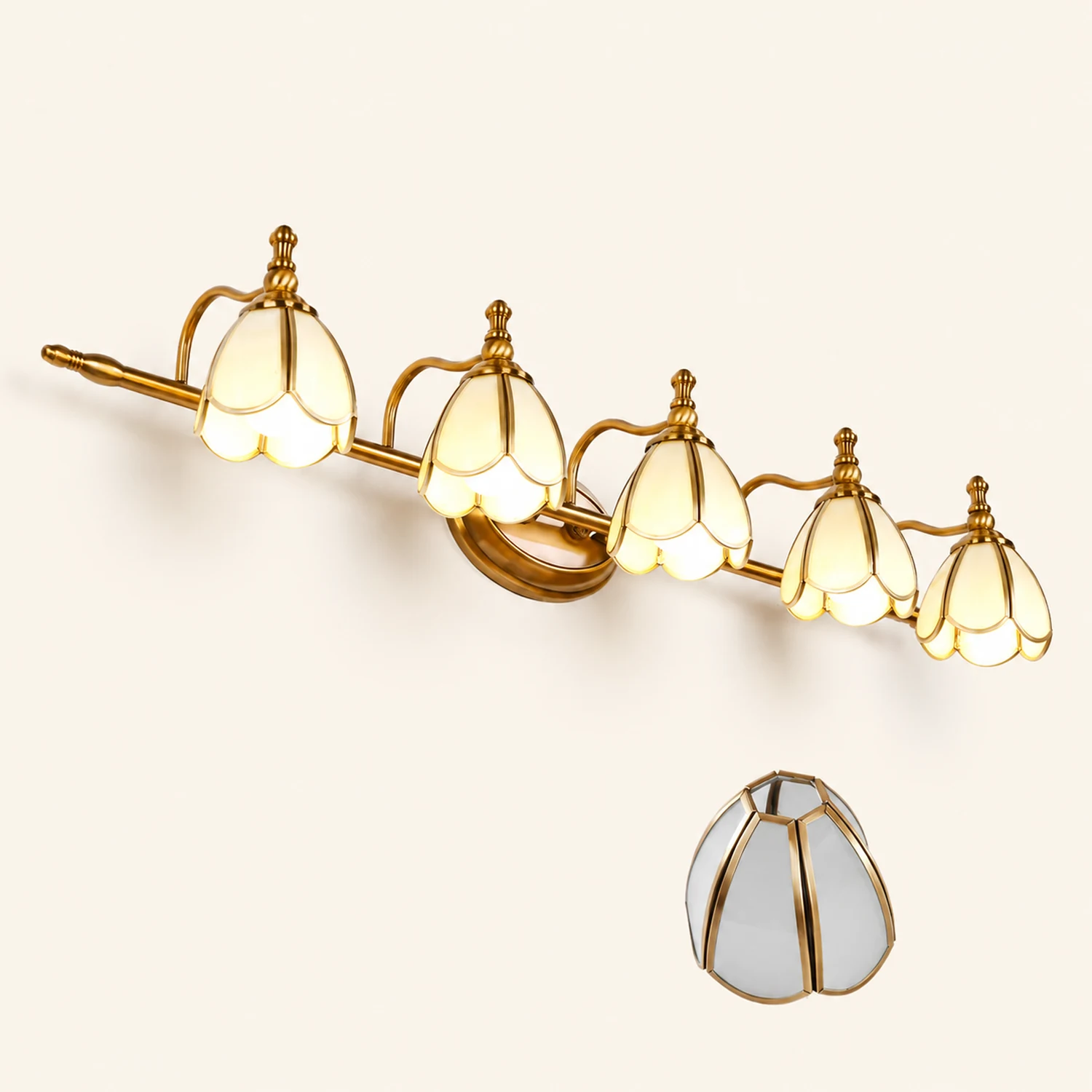 Félicie Vintage Flower Glass Wall Lamp, White/Yellow, Living Room - Lumpaz