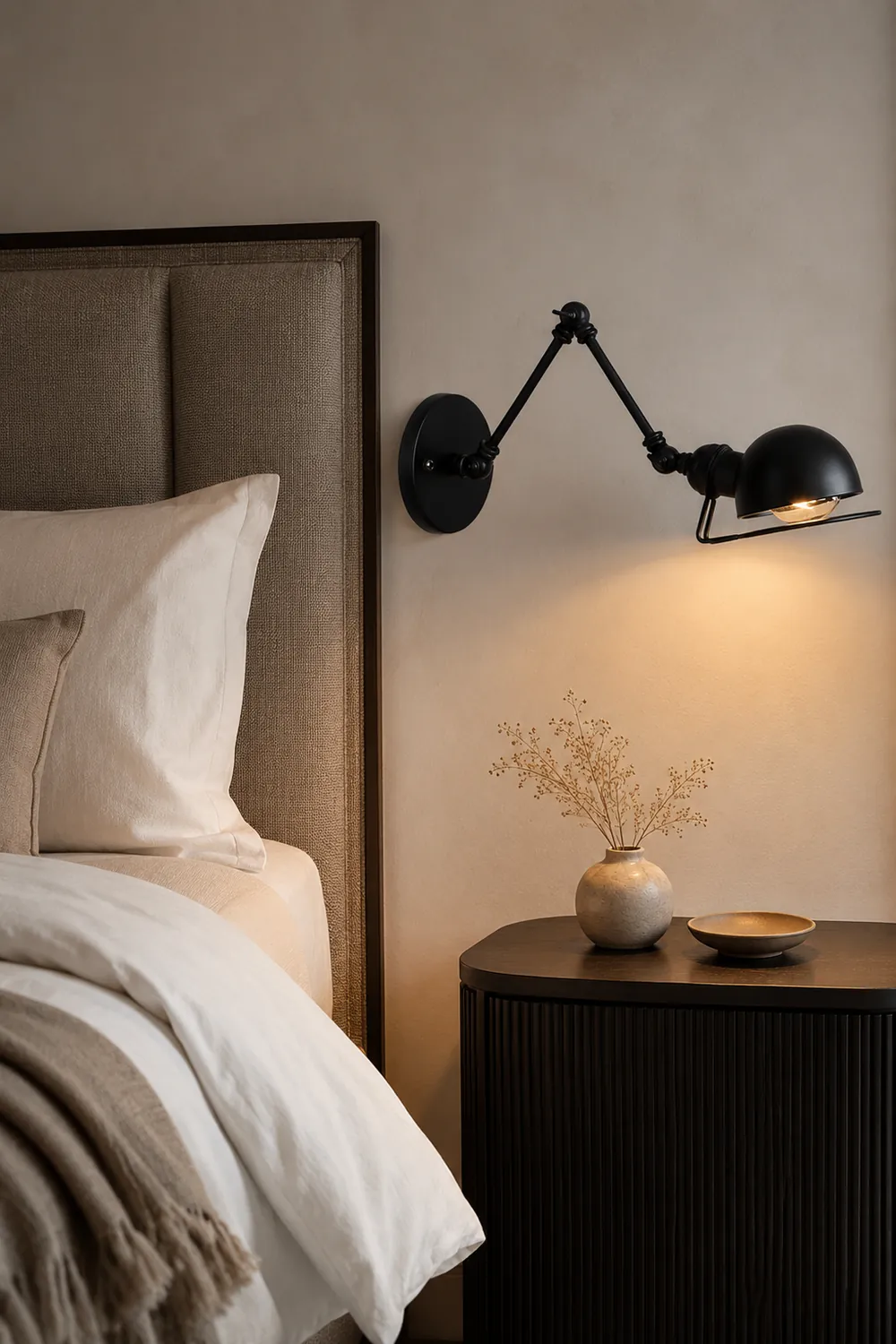 Brady Wall Lamp Dome Minimalist, Metal, Adjustable Black, Bedroom - Lumpaz