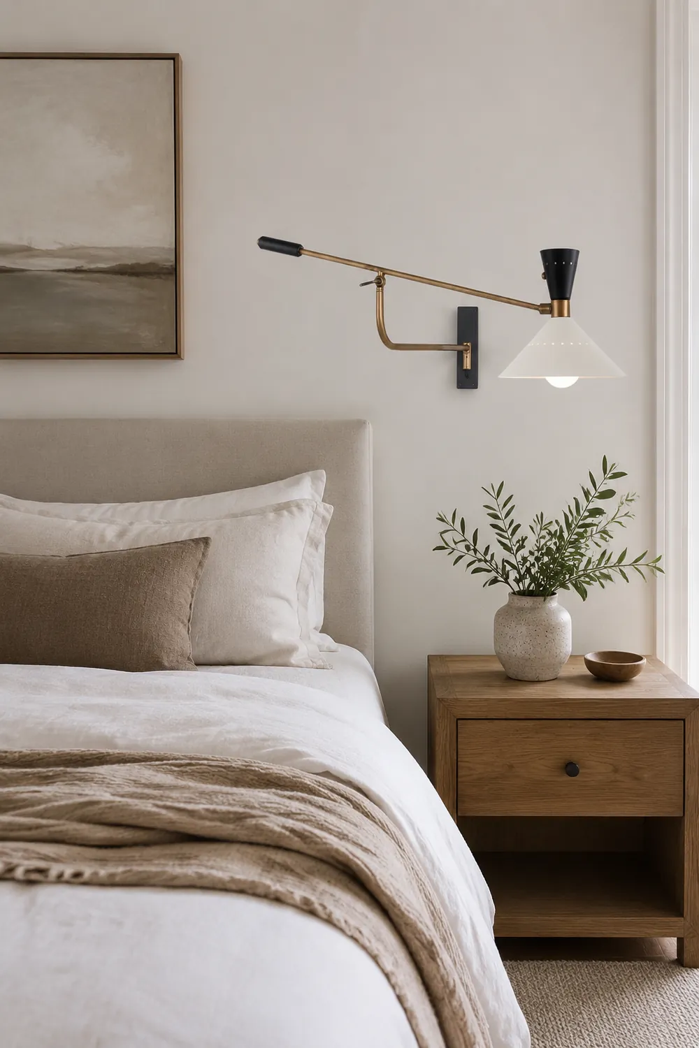 Carins Wall Lamp Nordic Creative Adjustable Metal White, Bedroom - Lumpaz