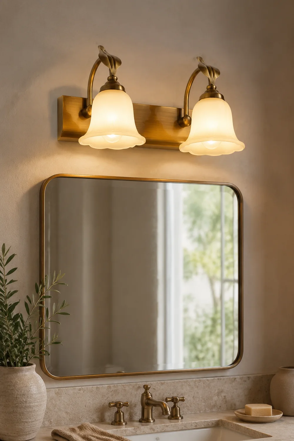 Félicie Flower Mirror Front Vanity Wall Lamp, Metal/Glass - Lumpaz
