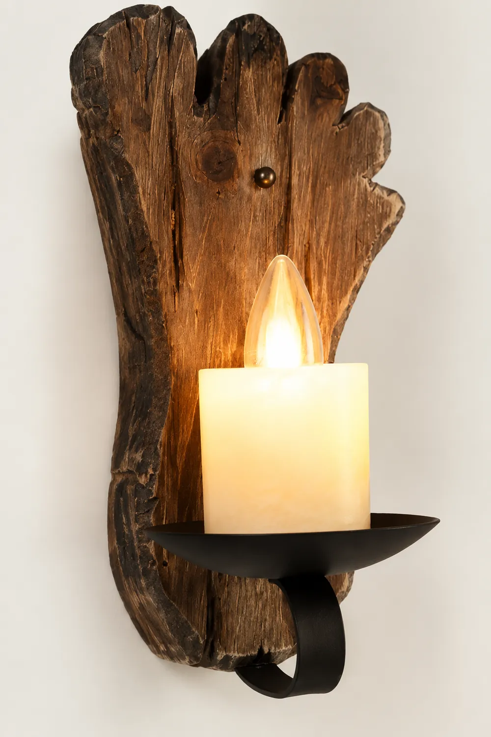Austin Wall Lamp Foot Shape Vintage, Wood/Metal, Bedroom - Lumpaz