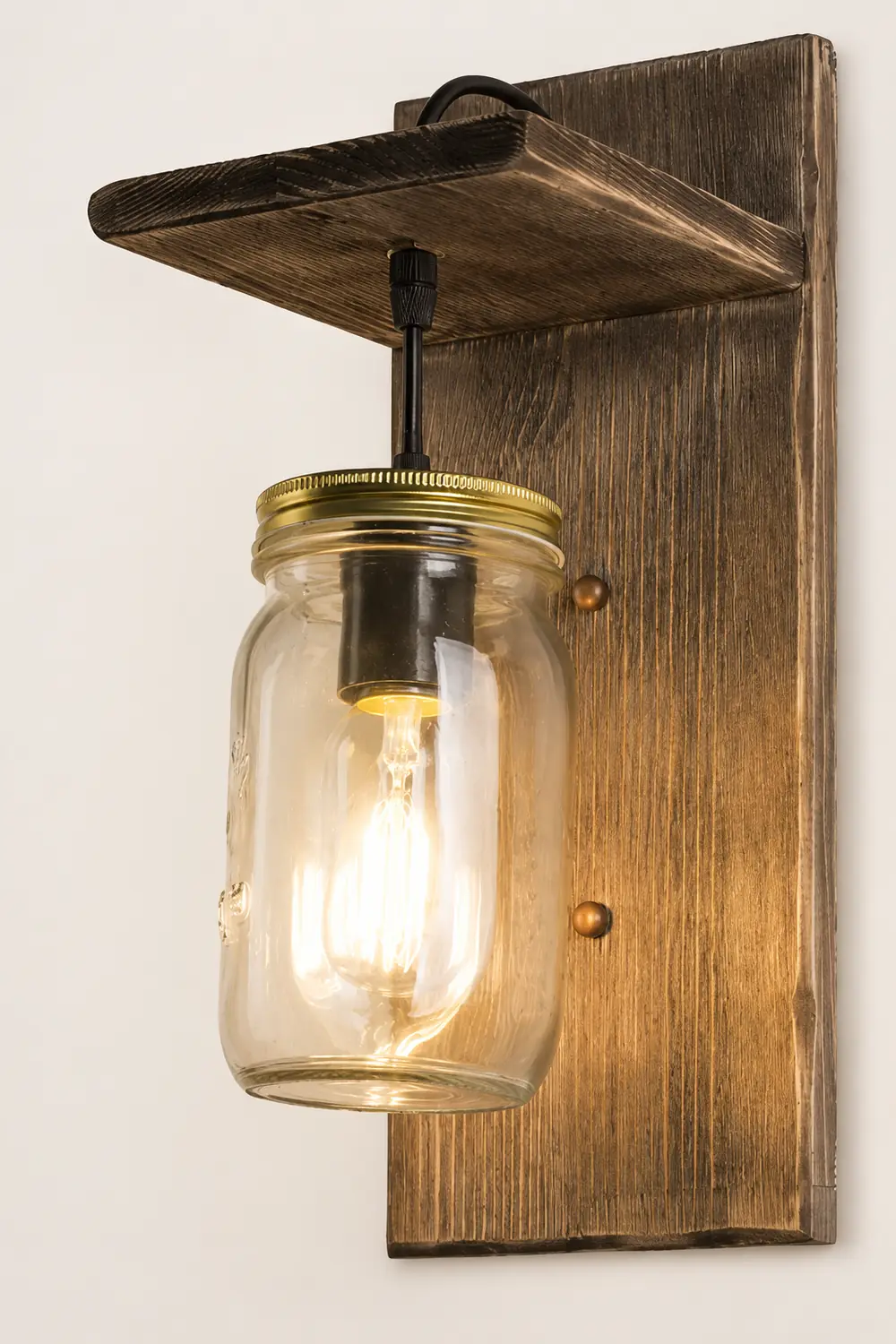 Austin Vintage Jar Shape Wood Metal Wall Lamp - Lumpaz