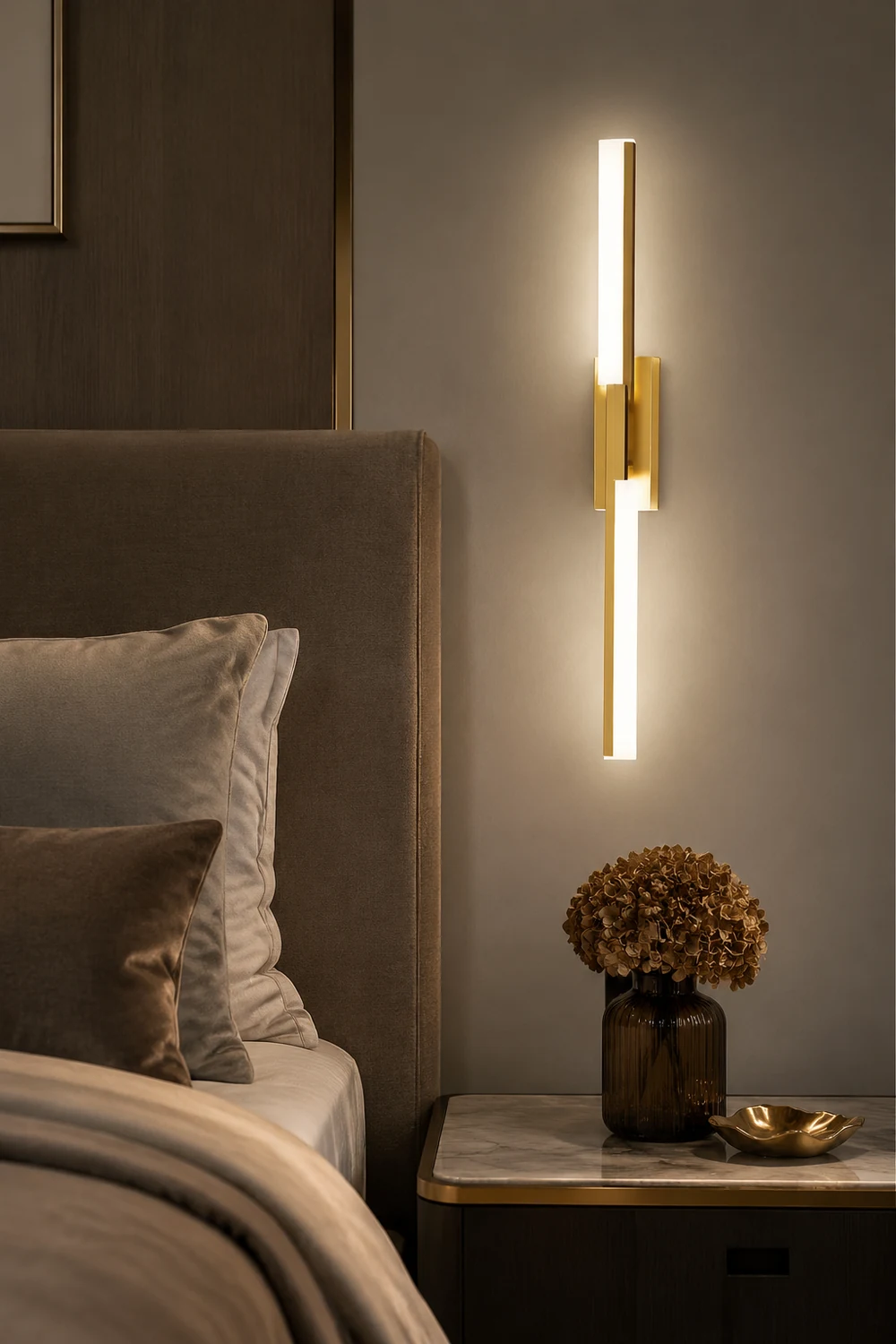 Alana Modern Geometric Metal&Silica Gel Bedroom Wall Lamp, Black/Gold - Lumpaz