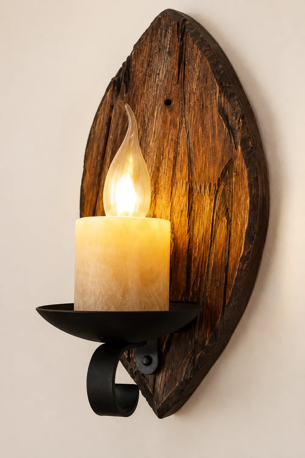 Austin Vintage Leaf Shape Wood Metal Wall Lamp Living Room - Lumpaz