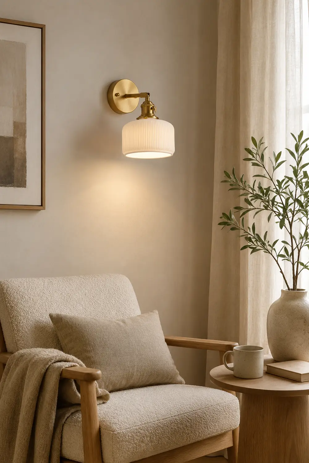 Lottie Vintage Column Ceramic Vanity Light, White, Bedroom - Lumpaz