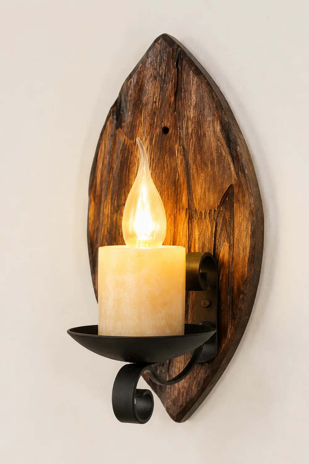 Austin Vintage Leaf Shape Wood Metal Wall Lamp Living Room - Lumpaz