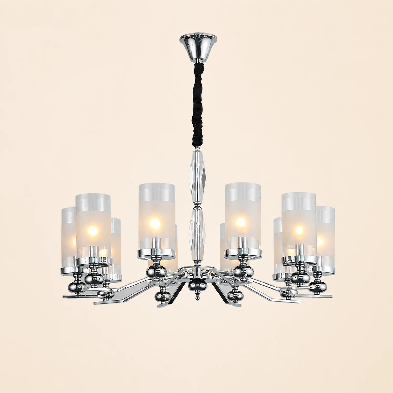 Alessio Retro Silver Metal/Glass Chandelier/Wall Lamp, Living Room - Lumpaz