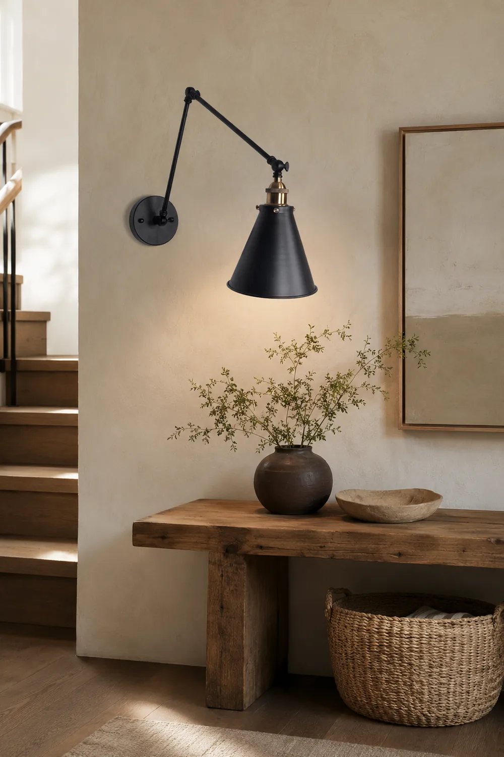 Brady Wall Lamp Minimalist, Tapered Adjustable Metal, 2-Color, Living Room - Lumpaz