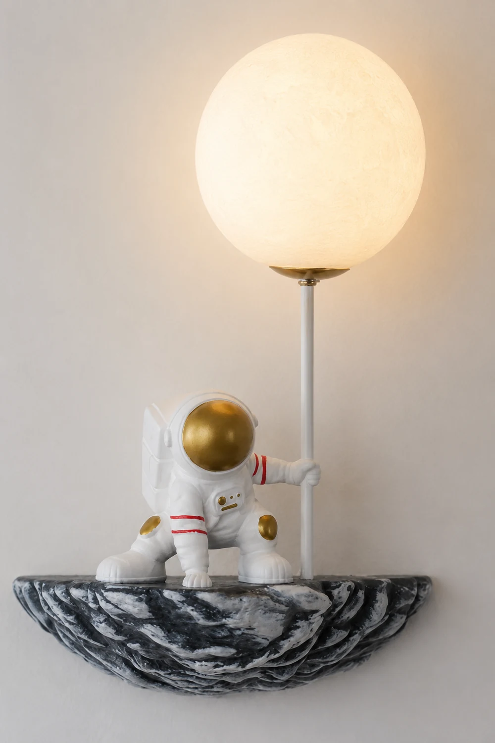 Fateh Decorative Astronaut Glass/Acrylic Wall Lamp, White/Blue-White - Lumpaz