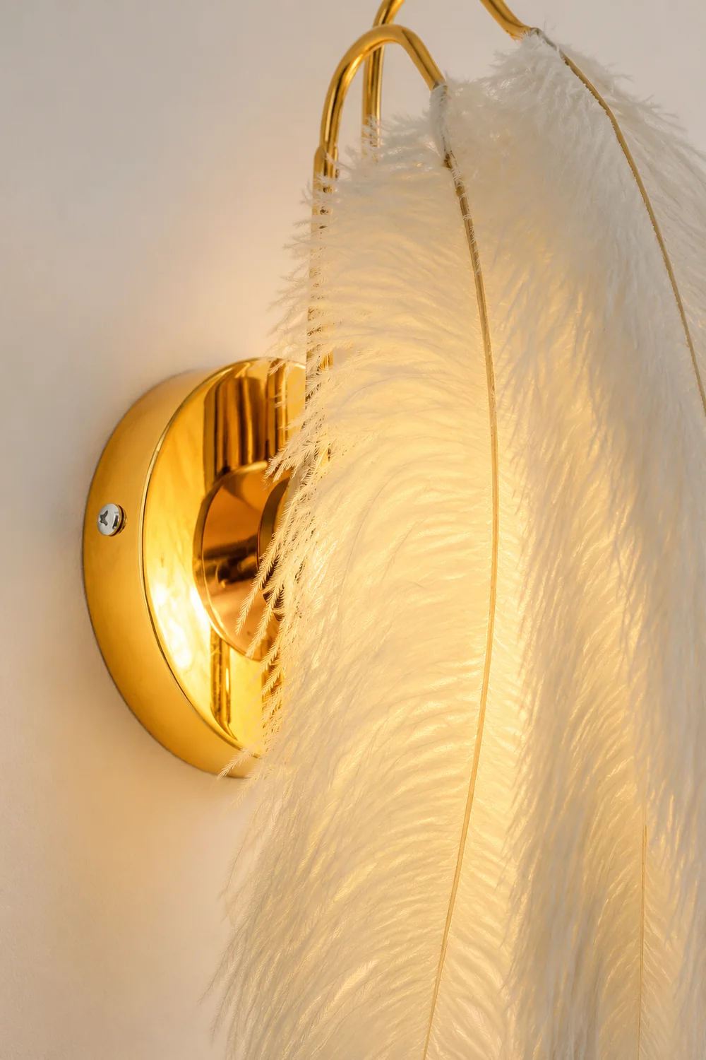 O'Moore Wall Lamp Modern Art Deco Metal/Feather, Gold, Bedroom - Lumpaz