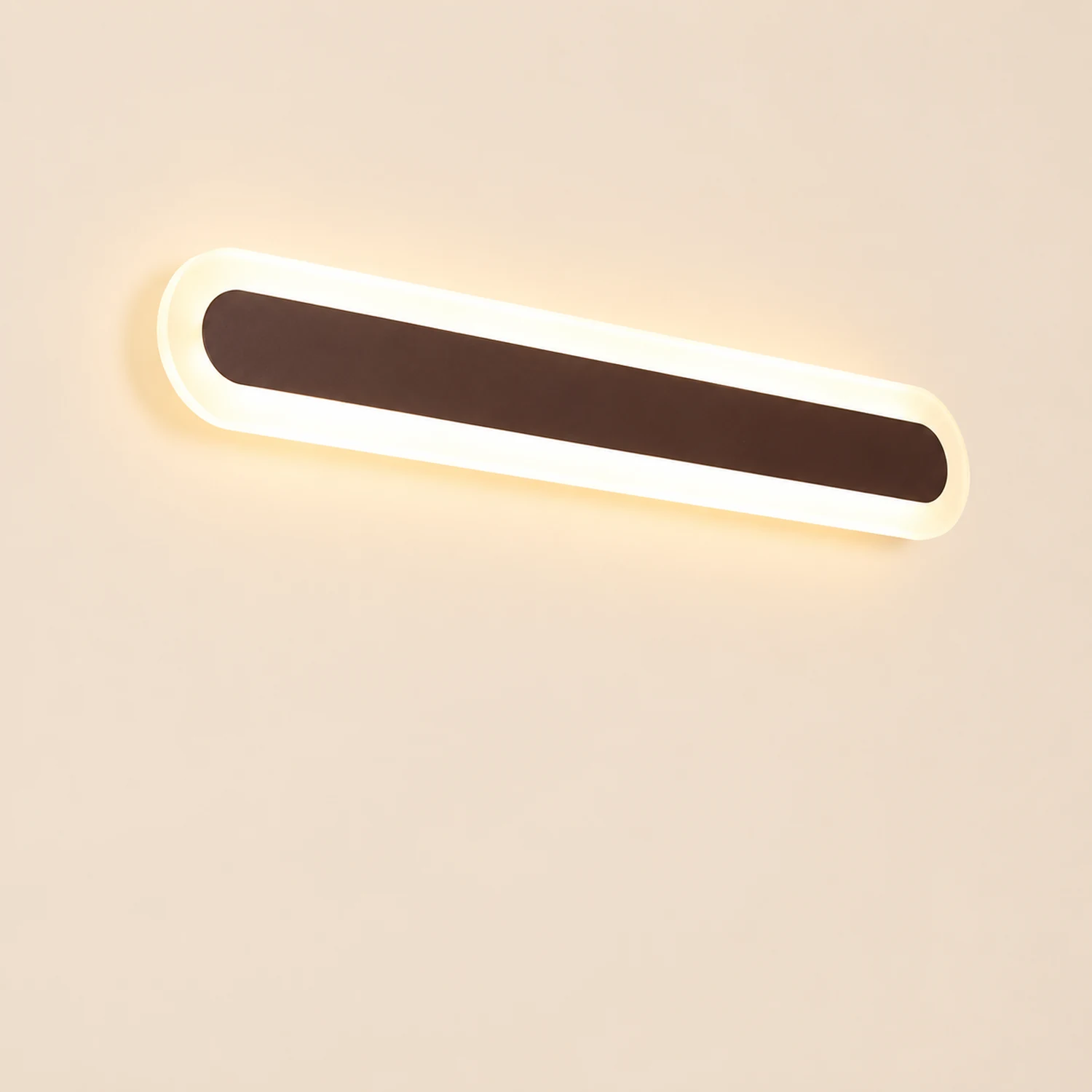 Edge Modern Linear Vanity Wall Lamp, White/Brown, Bathroom - Lumpaz