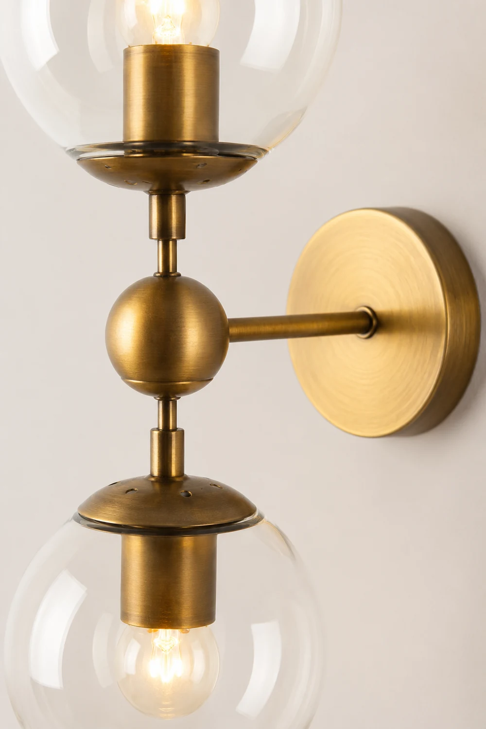 Valentina Globe Glass Vanity Wall Light, Black/Gold, Bedroom - Lumpaz