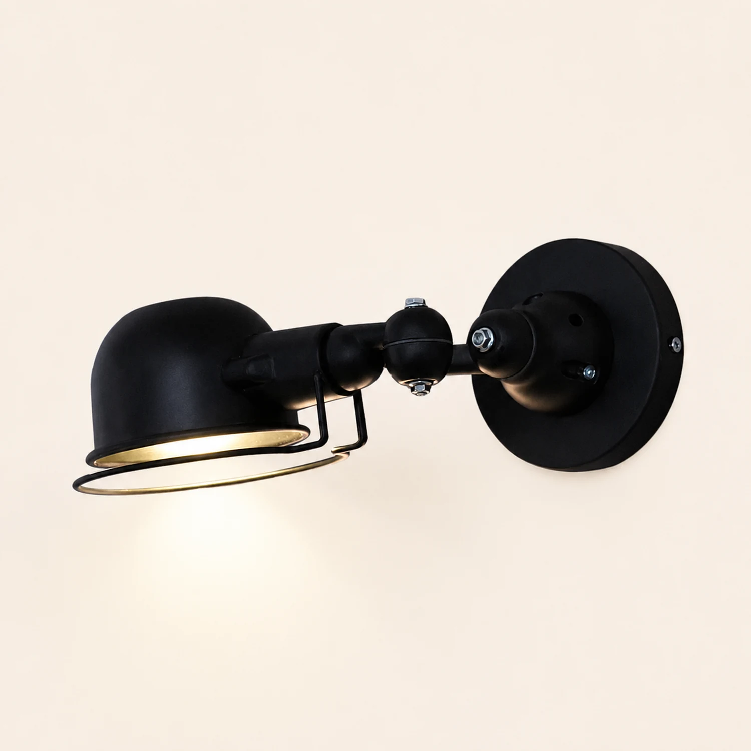 Brady Wall Lamp Dome Modern, Metal Arm Adjustable, Black/White, Bedroom - Lumpaz