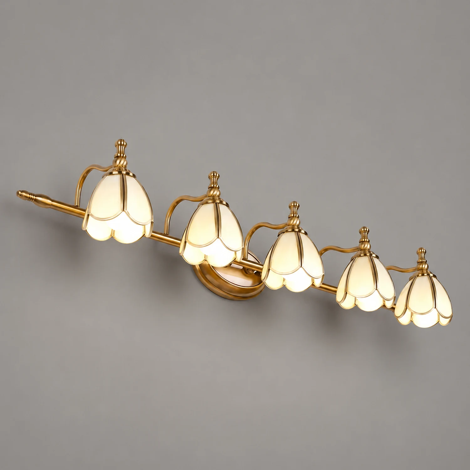 Félicie Vintage Flower Glass Wall Lamp, White/Yellow, Living Room - Lumpaz