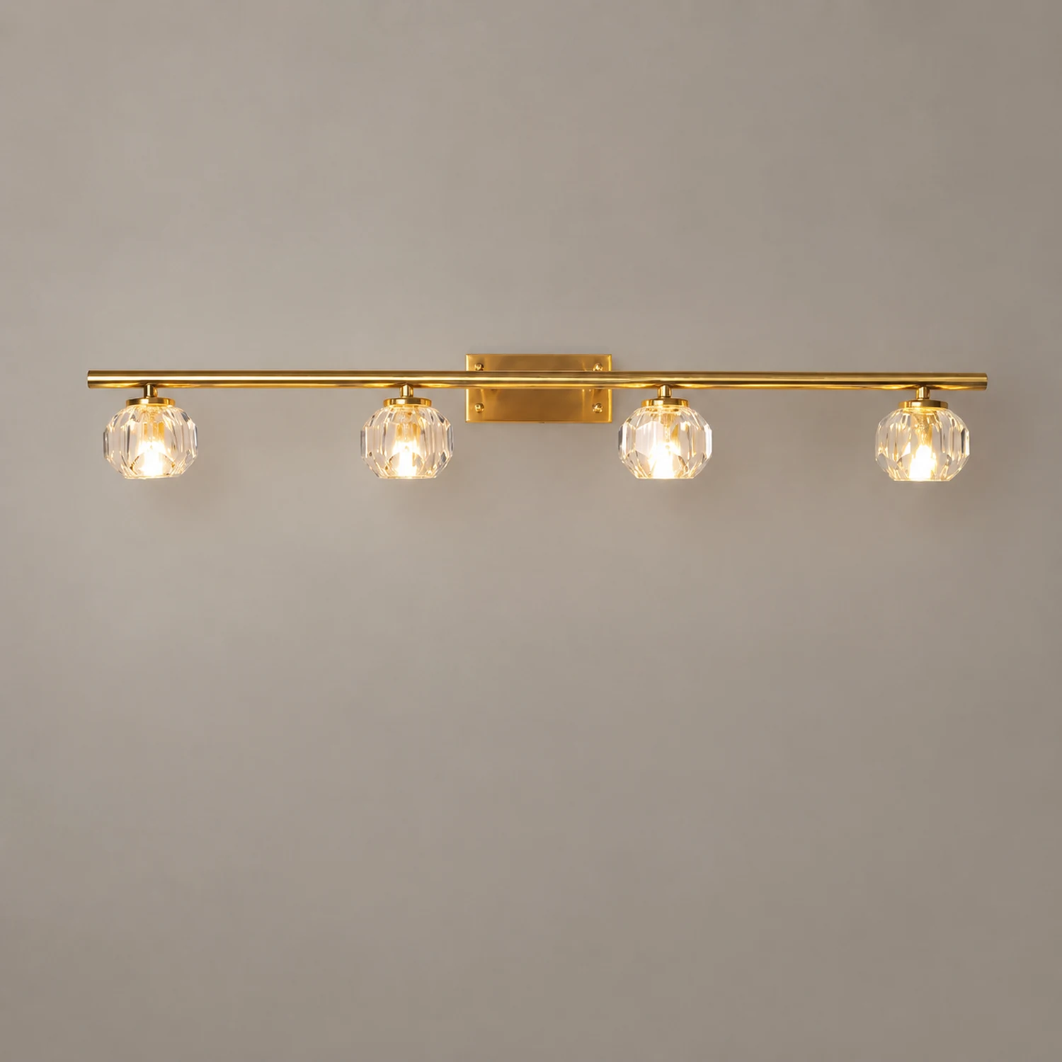Kristy Wall Lamp Modern Mirror Front Vanity, Metal/Crystal, Gold, Bathroom - Lumpaz