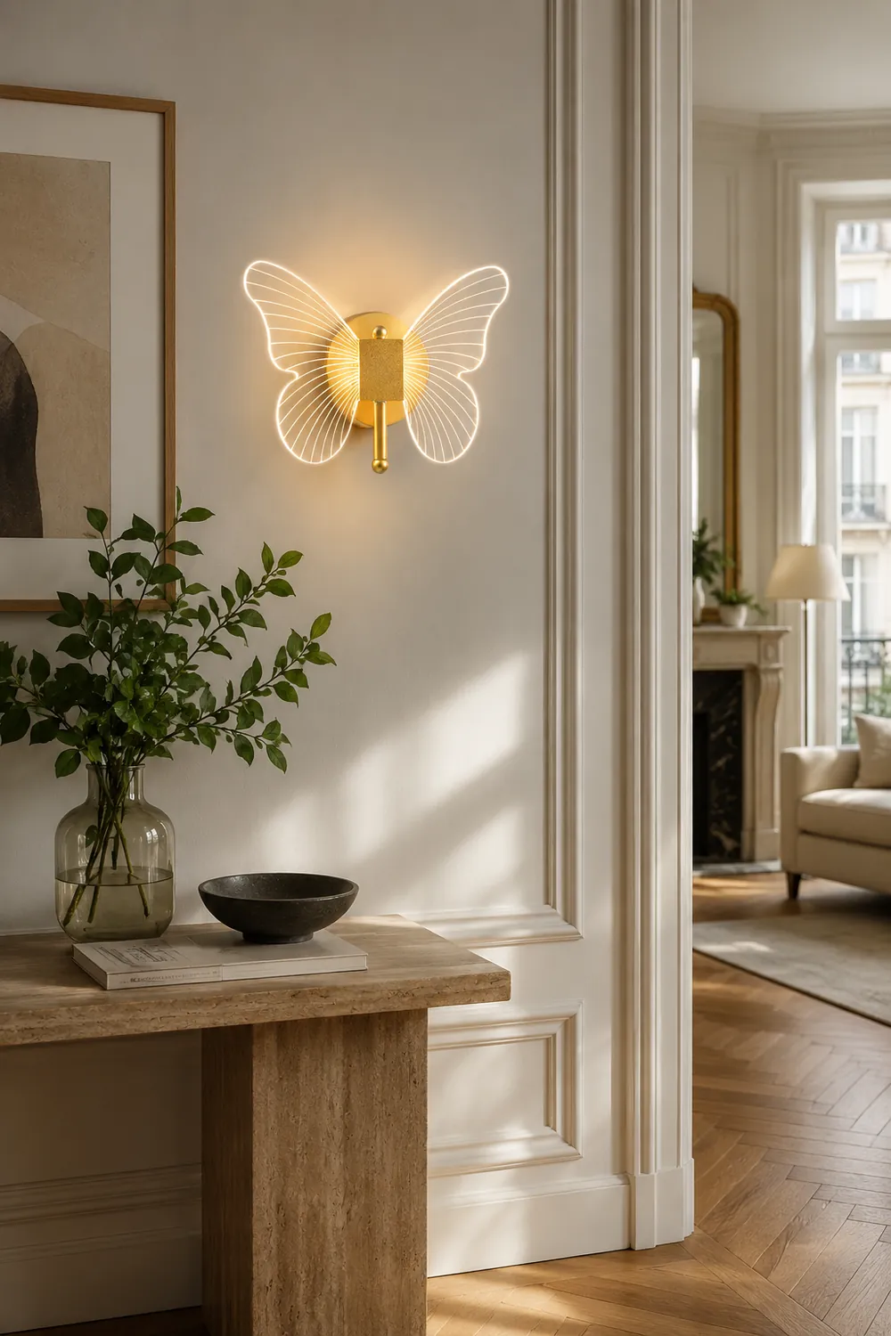 Kady Cute Butterfly Metal Wall Lamp, Gold - Lumpaz