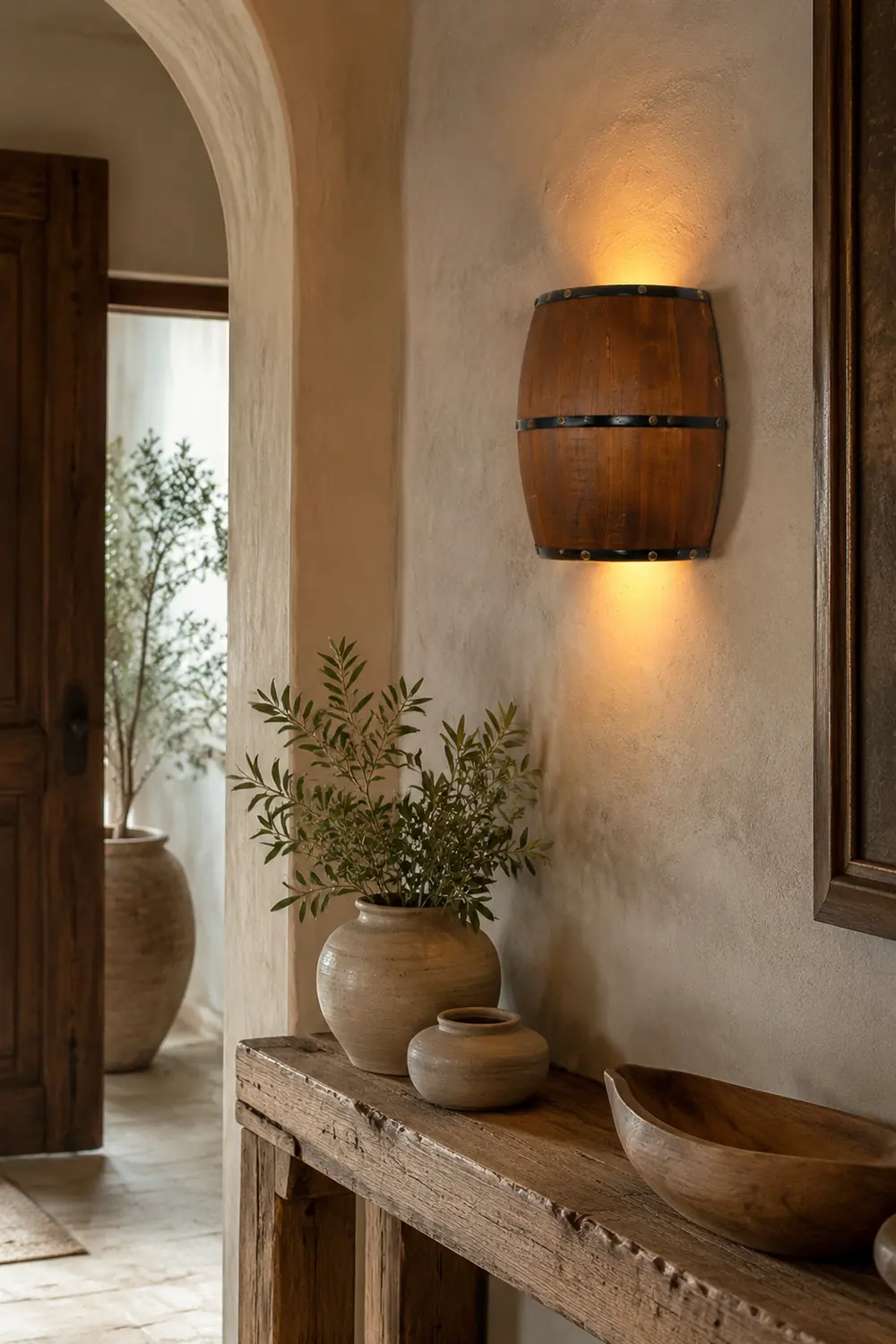 Alessio Wall Lamp Retro Creative Barrel Wooden, Dining Room - Lumpaz