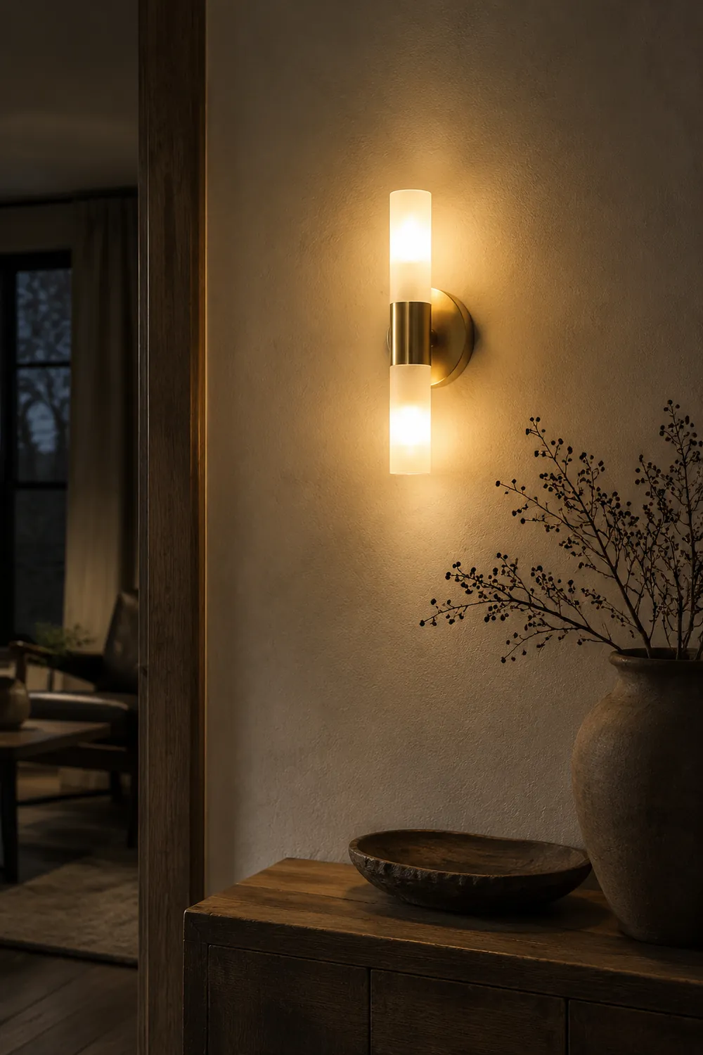 Leigh Modern Cylindrical Metal Led Wall Lamp, Gold - Lumpaz