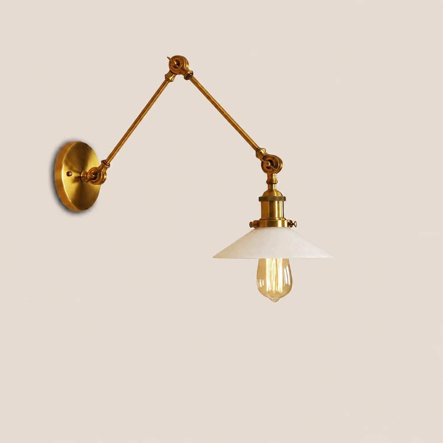 Alessio Wall Lamp Retro Saucer Lampshade Metal Adjustable 2 Color, Bedroom - Lumpaz