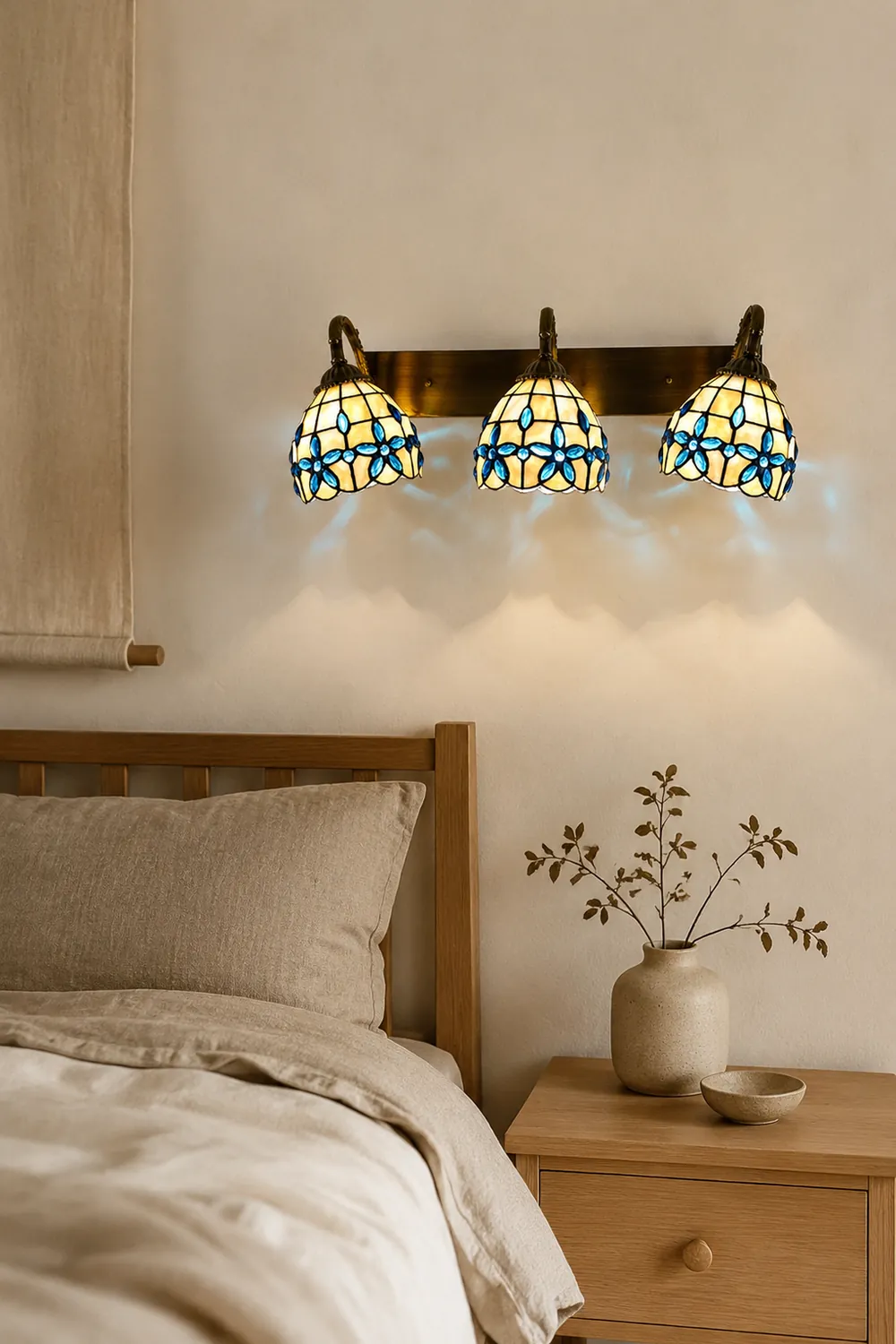 Baxter Vintage Flower Shaped Metal/Glass bedroom wall lamp - Lumpaz