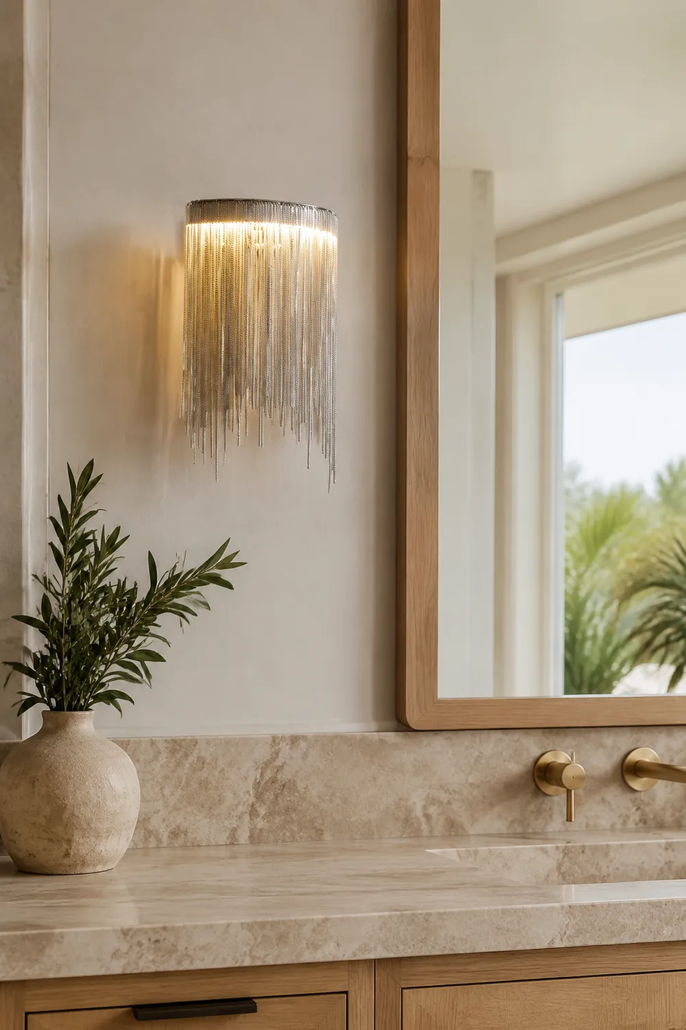 Colon Wall Lamp Decorative/Modern, Tassel Chain, Silver, Living Room - Lumpaz