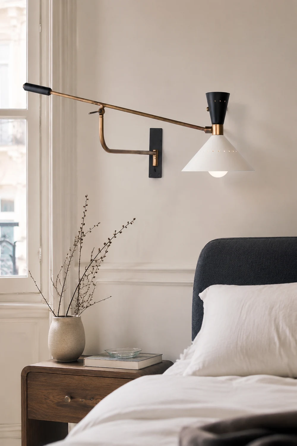 Carins Wall Lamp Nordic Creative Adjustable Metal White, Bedroom - Lumpaz