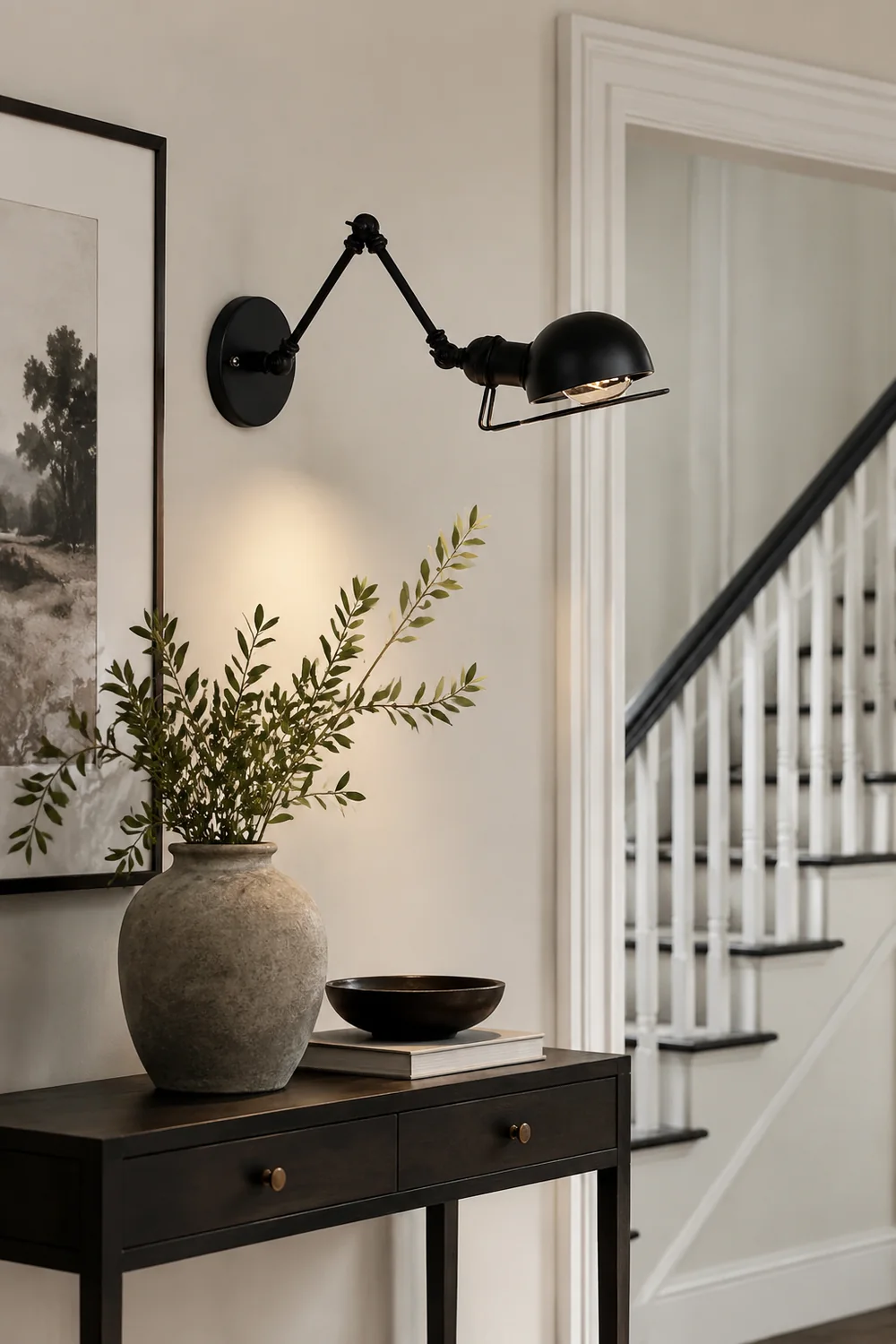 Brady Wall Lamp Dome Minimalist, Metal, Adjustable Black, Bedroom - Lumpaz