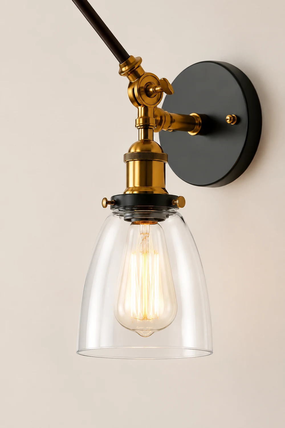 Alessio Wall Lamp Tapered, Modern, Glass/Metal Adjustable, 4 Color, Living Room - Lumpaz