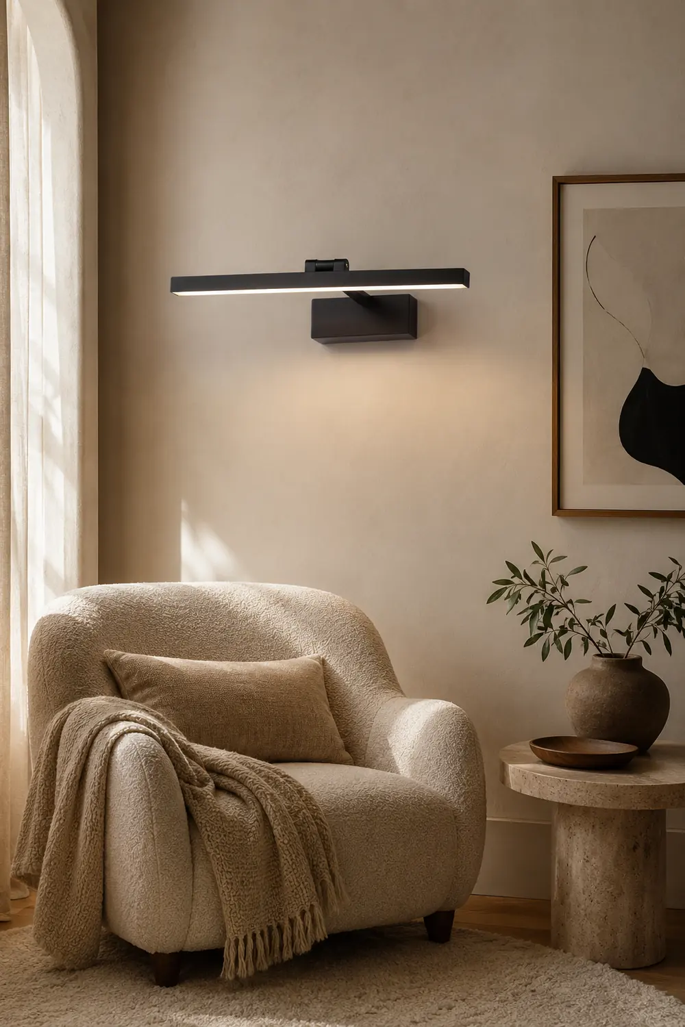 Leigh Modern Bar Metal Wall Lamp, Black&White - Lumpaz