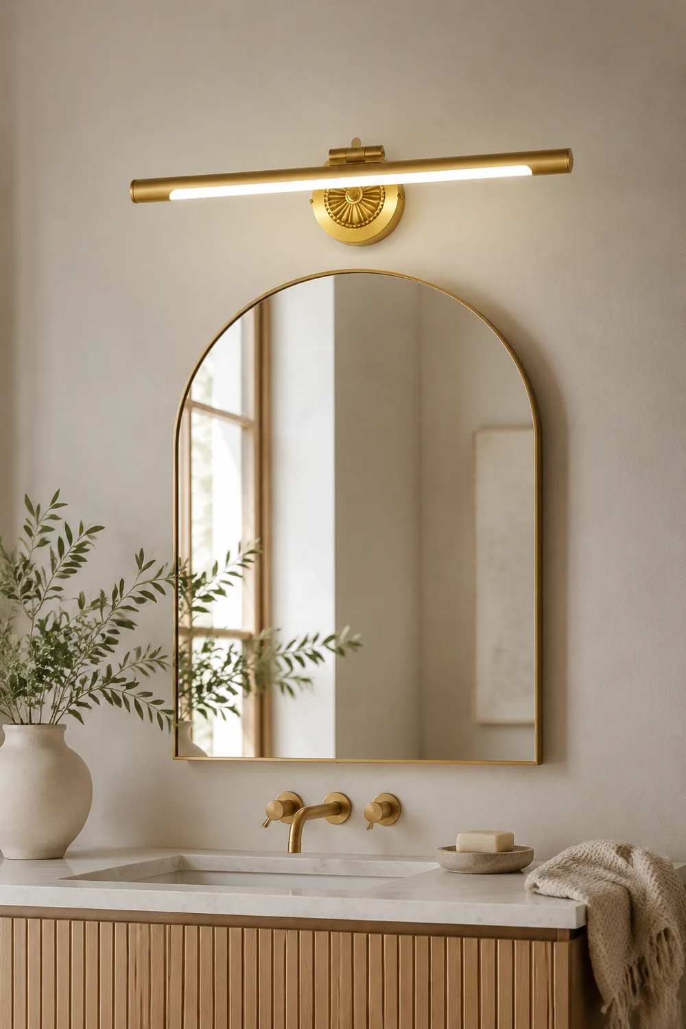 Eryn Modern Linear Vanity Wall Lamp, Gold, Bathroom - Lumpaz