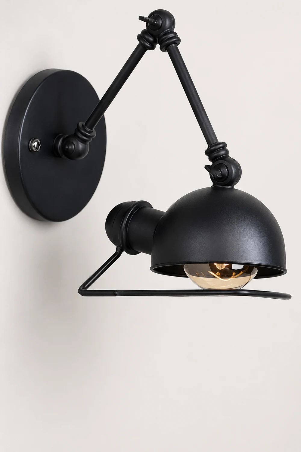 Brady Wall Lamp Dome Minimalist, Metal, Adjustable Black, Bedroom - Lumpaz