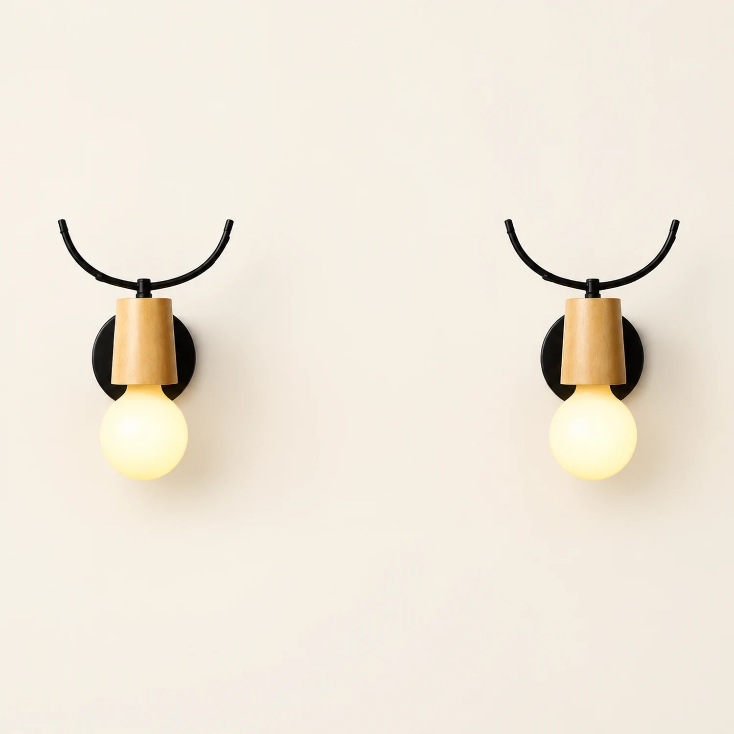 Ozawa Modern Antler Wood/Glass Wall Lamp, Bedroom/Bathroom - Lumpaz