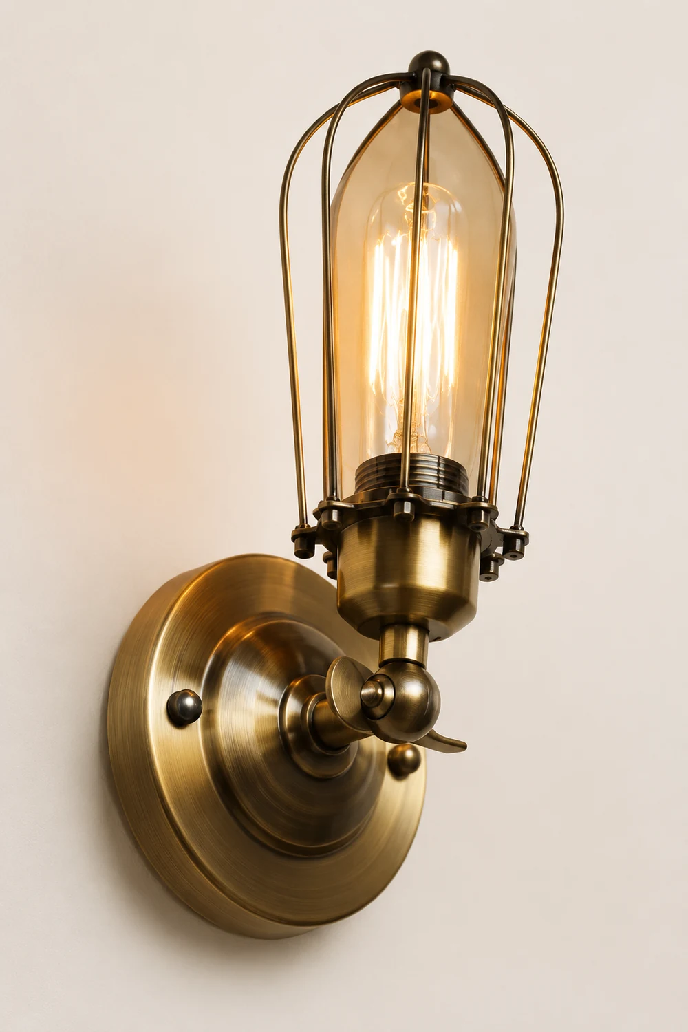 Alessio Vintage Iron Wall Lamp, Black/Rust/Bronze/Gold/Silver - Lumpaz
