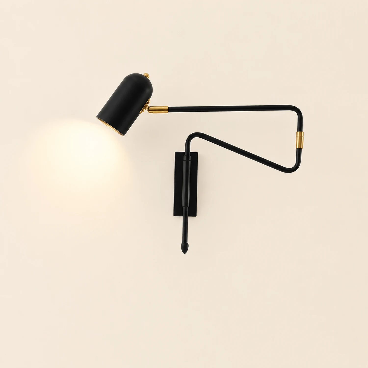 Freja Wall Lamp Modern, Metal Adjustable, Black/Gold, Study - Lumpaz