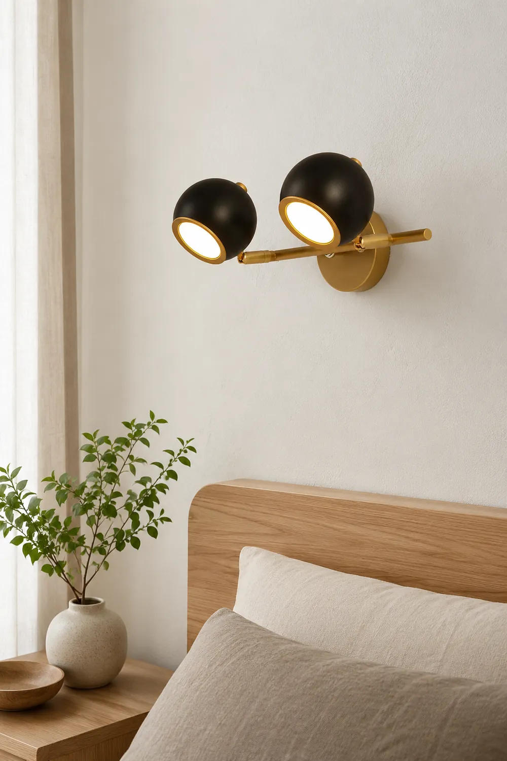 Leigh Modern Globe Metal&Acrylic Wall Lamps, Black/White - Lumpaz