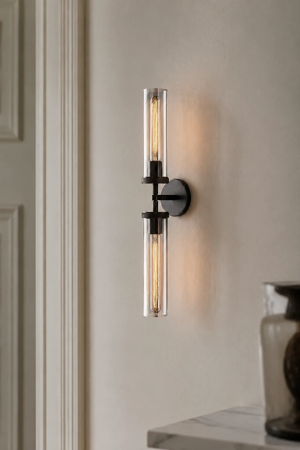 Leigh Modern Cylindrical Metal Led Wall Lamp, Black/Copper - Lumpaz