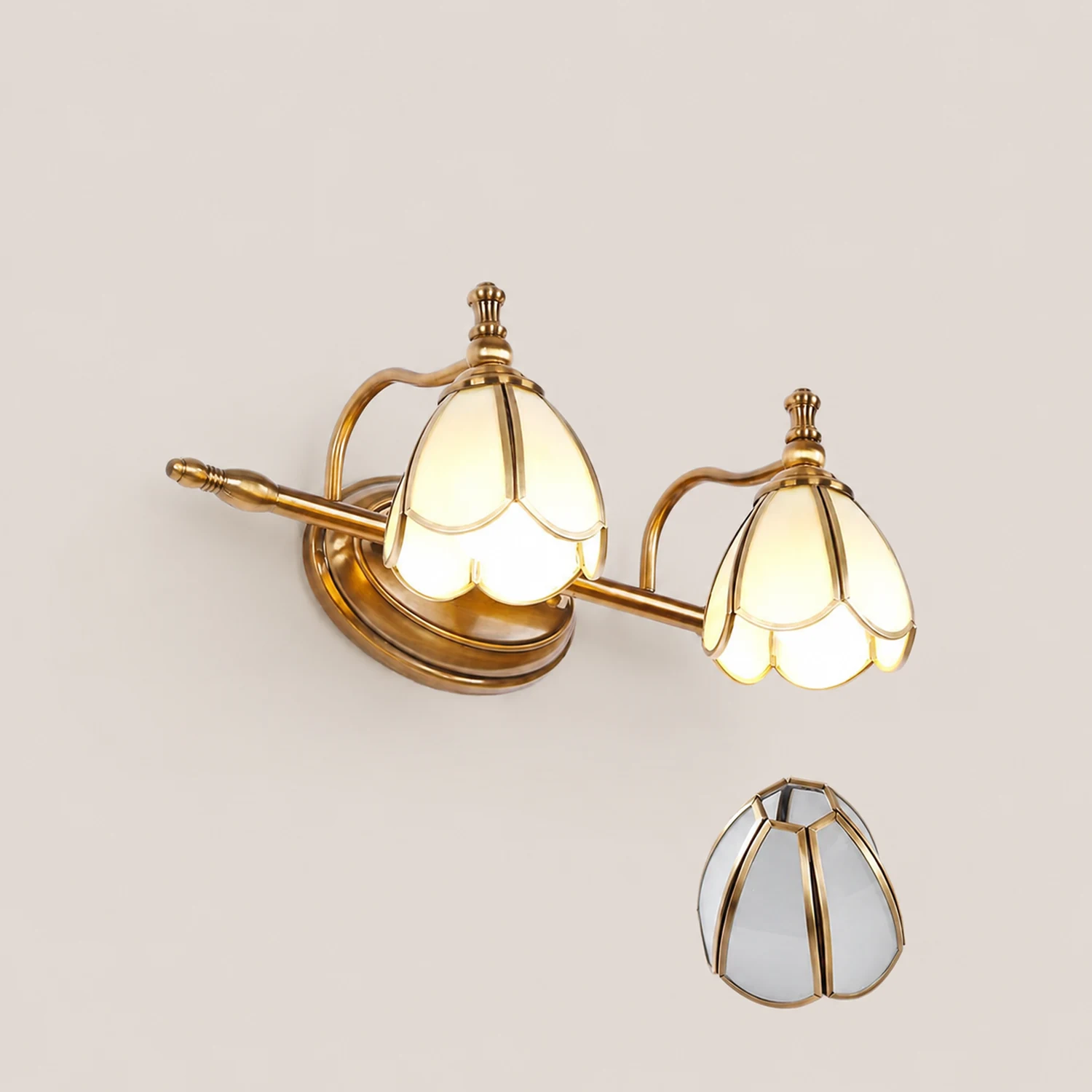 Félicie Vintage Flower Glass Wall Lamp, White/Yellow, Living Room - Lumpaz