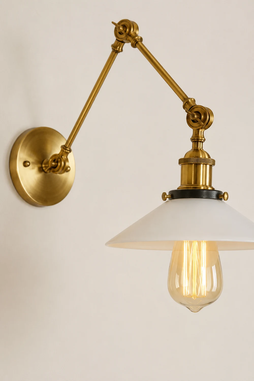 Alessio Wall Lamp Retro Saucer Lampshade Metal Adjustable 2 Color, Bedroom - Lumpaz