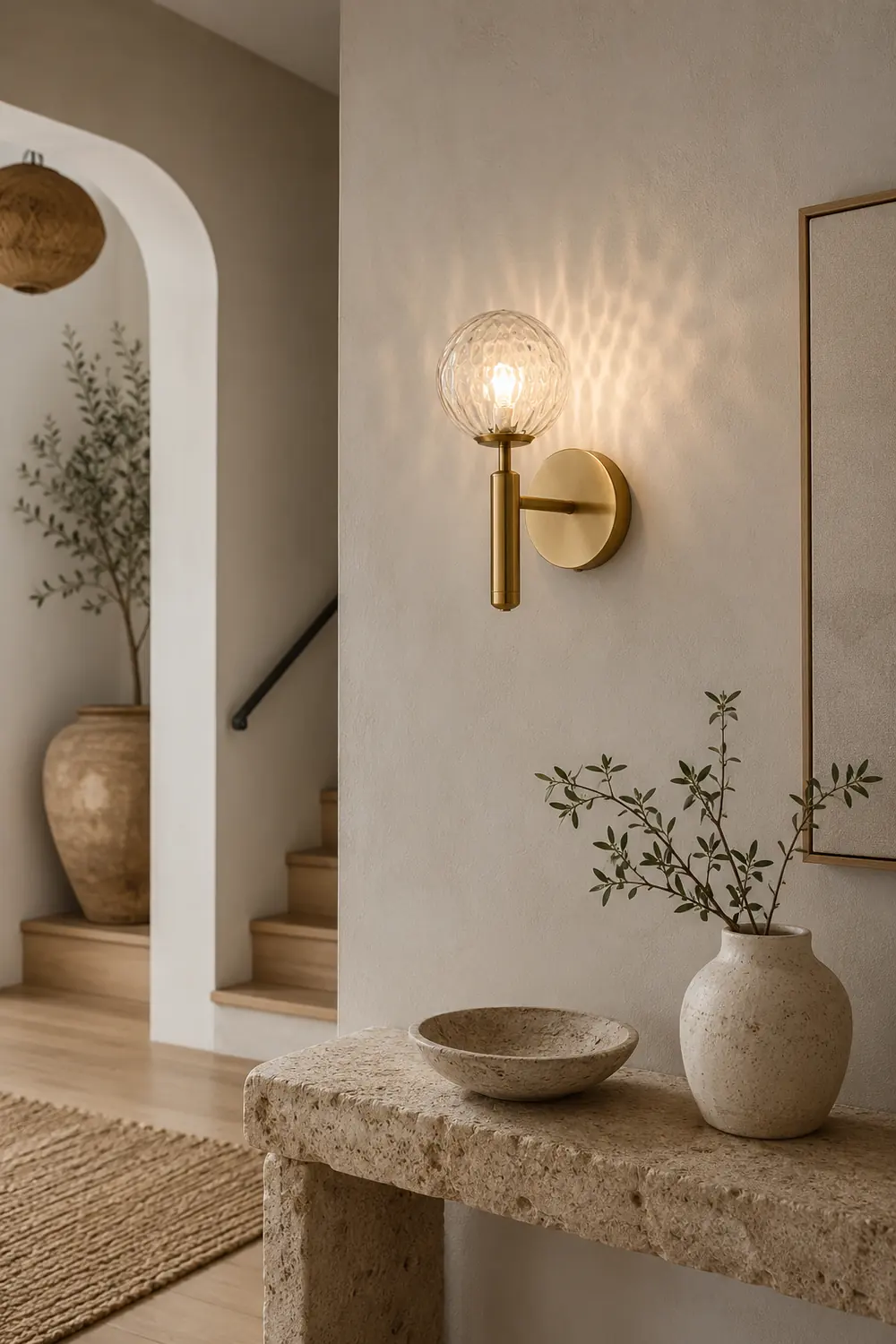 Valentina Wall Lamp Modern Globe, Metal/Glass, Black/Gold, Hallway - Lumpaz