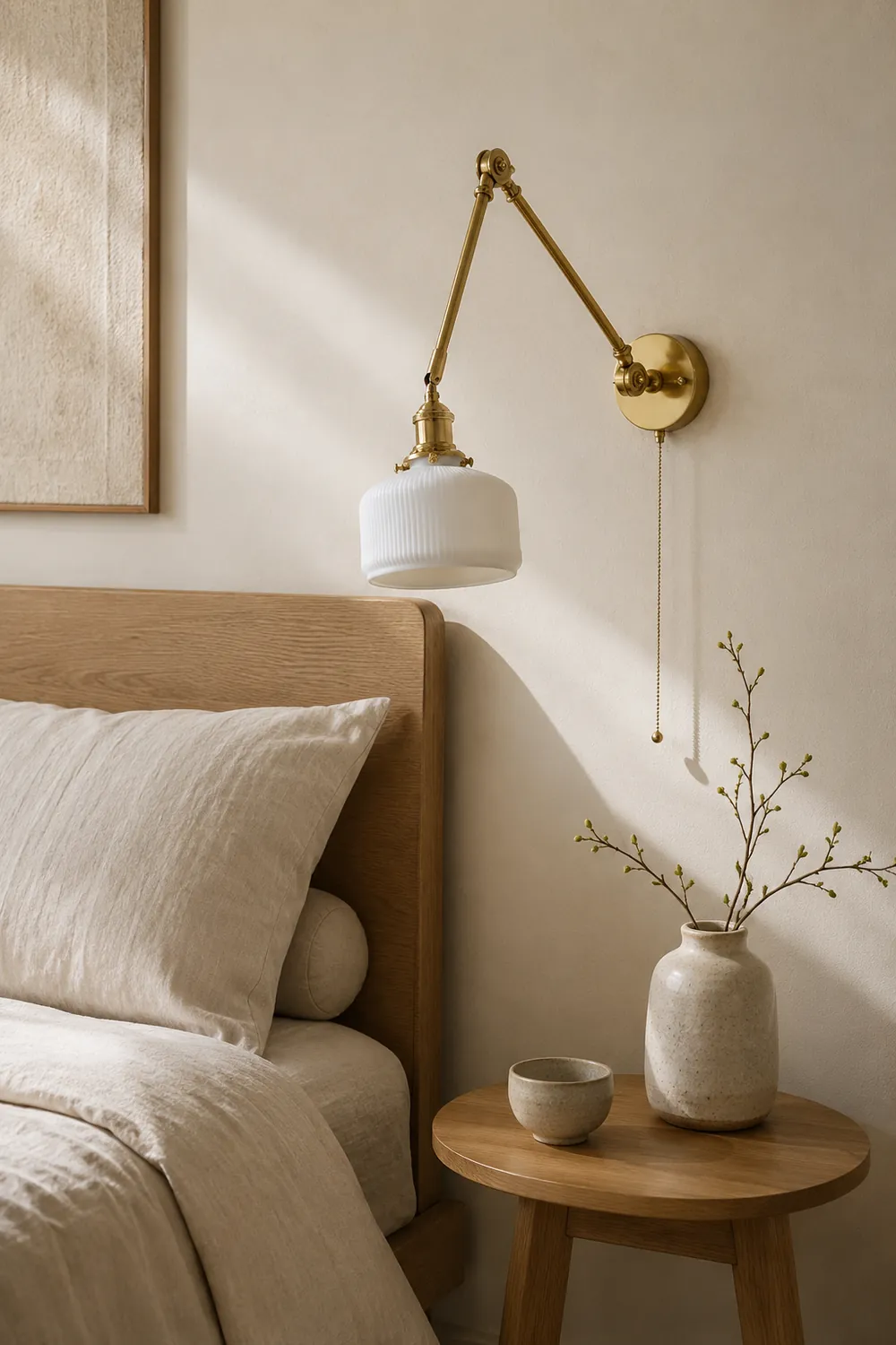 Carins Wall Lamp Modern Drum Ceramics Metal Adjustable, White - Lumpaz