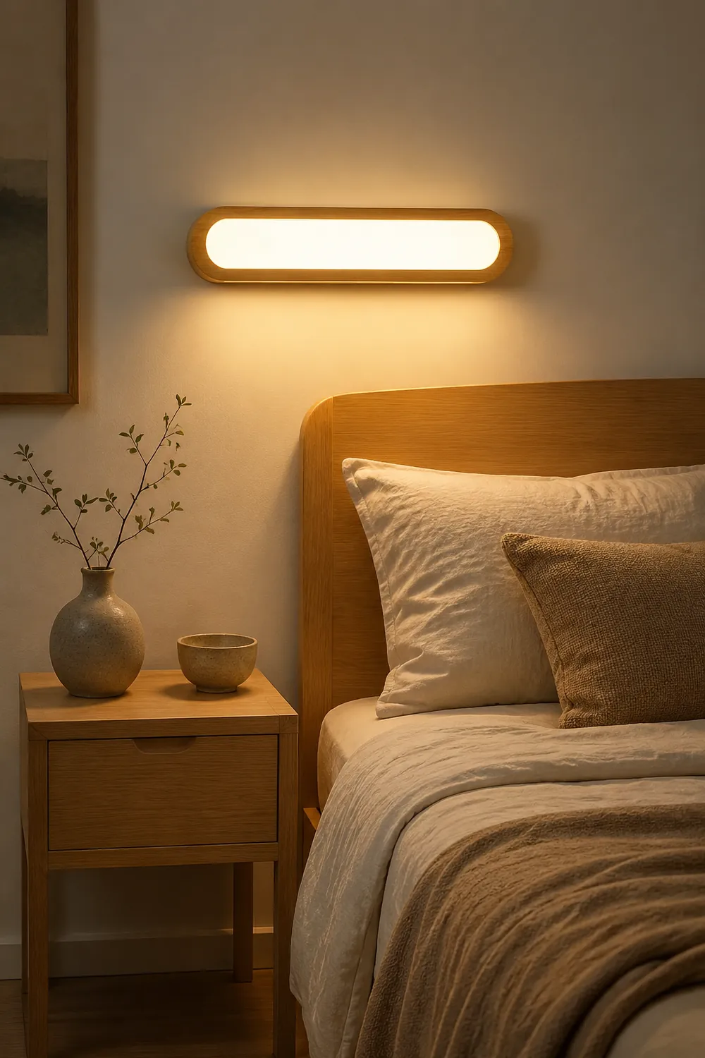 Ozawa Rectangular Wooden Energy Saving Oblong Wall Lamp - Lumpaz