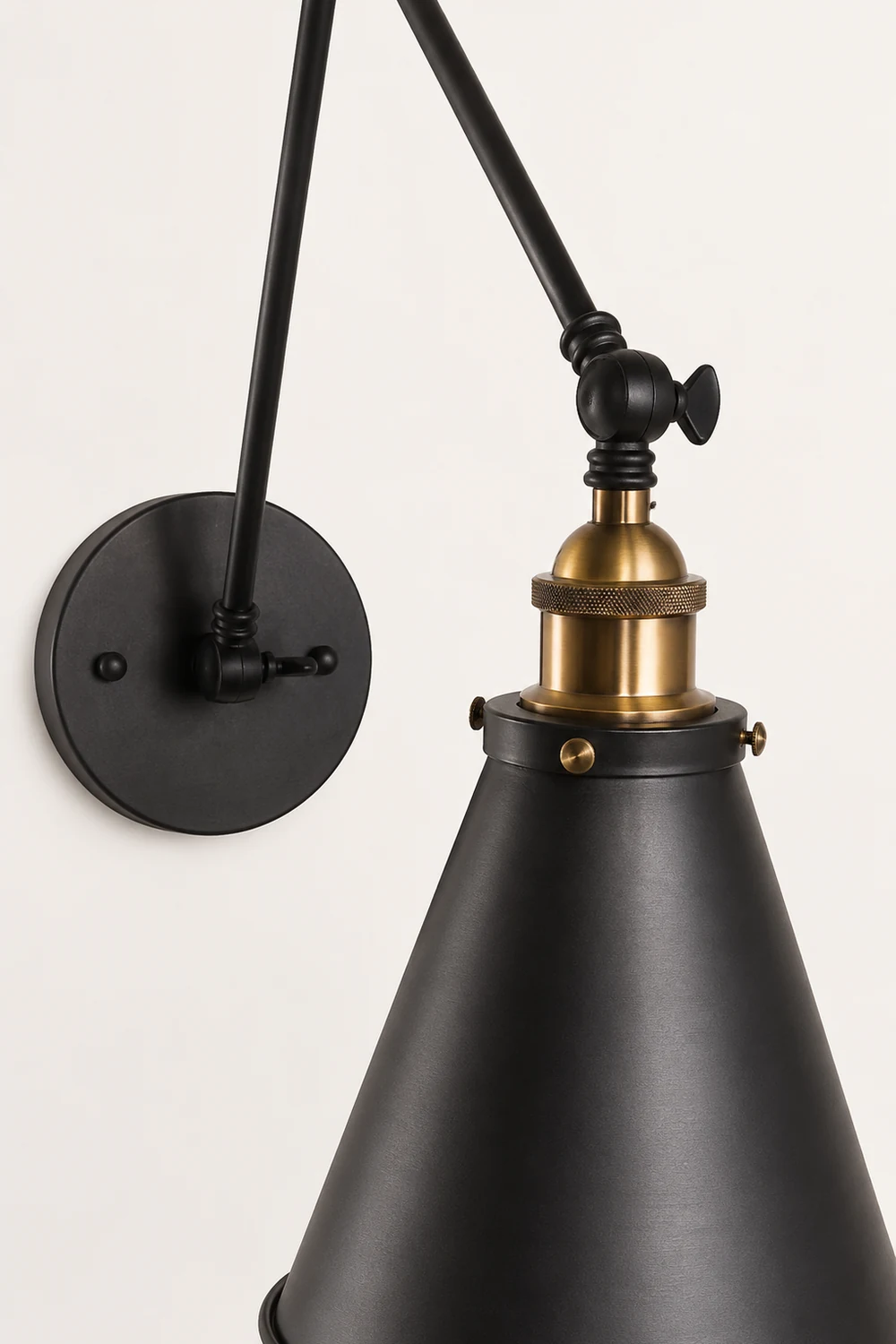 Brady Wall Lamp Minimalist, Tapered Adjustable Metal, 2-Color, Living Room - Lumpaz