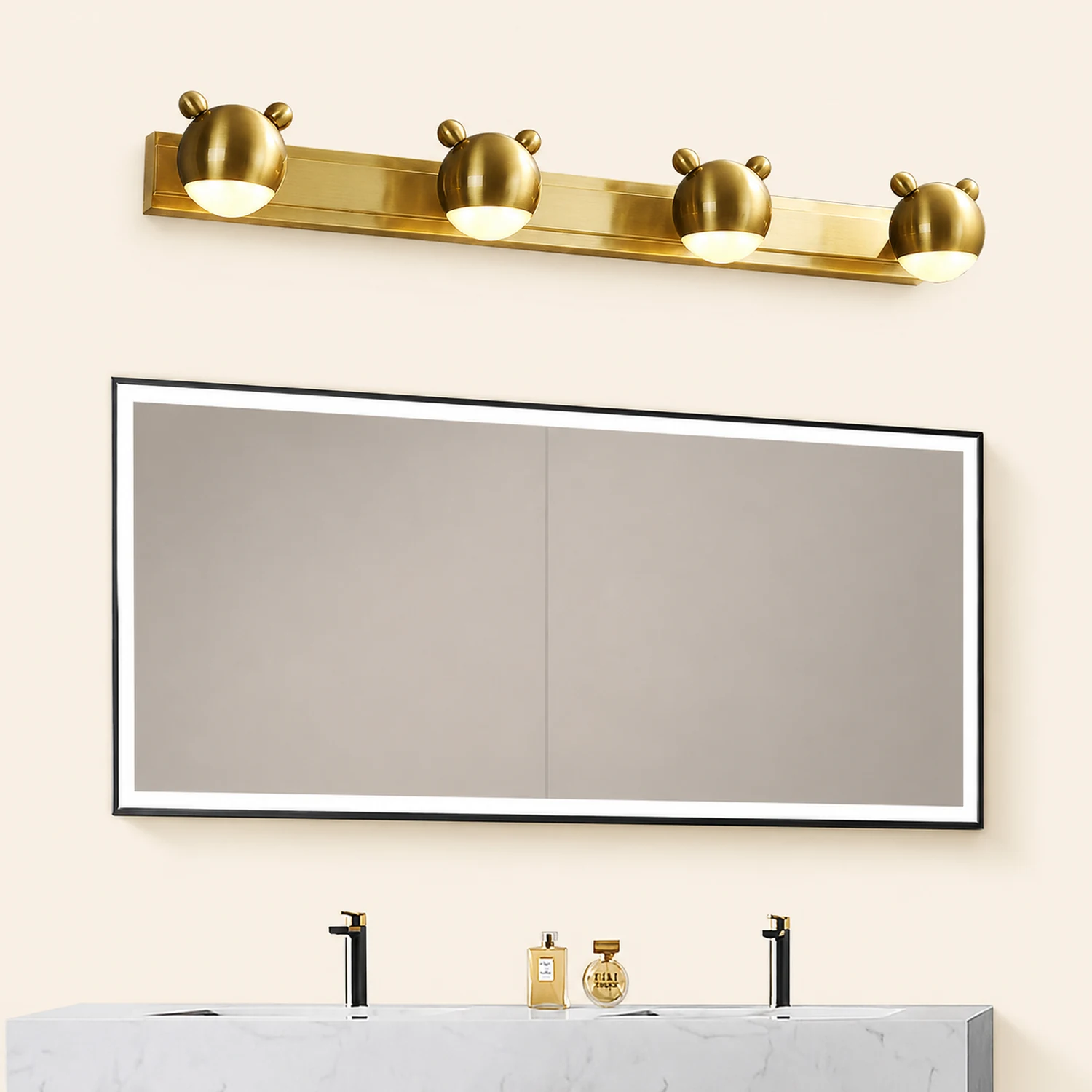 Leigh Modern Animal Globe Metal Vanity Wall Light, Gold, Bedroom - Lumpaz