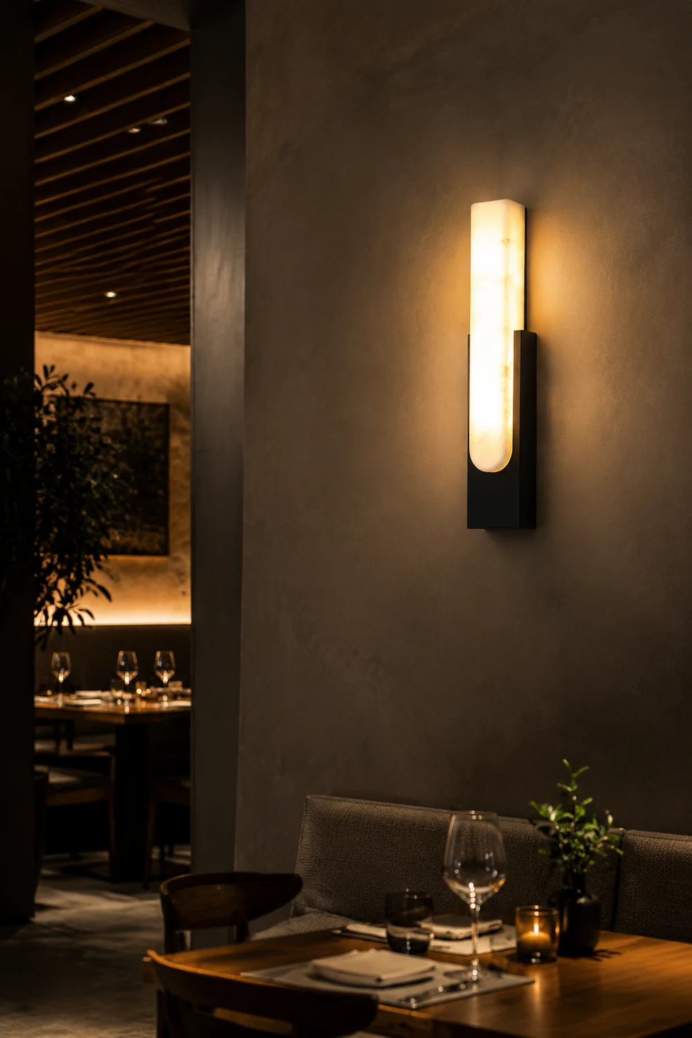 Chan Modern Rectangular Stone Metal Wall Lamp - Lumpaz