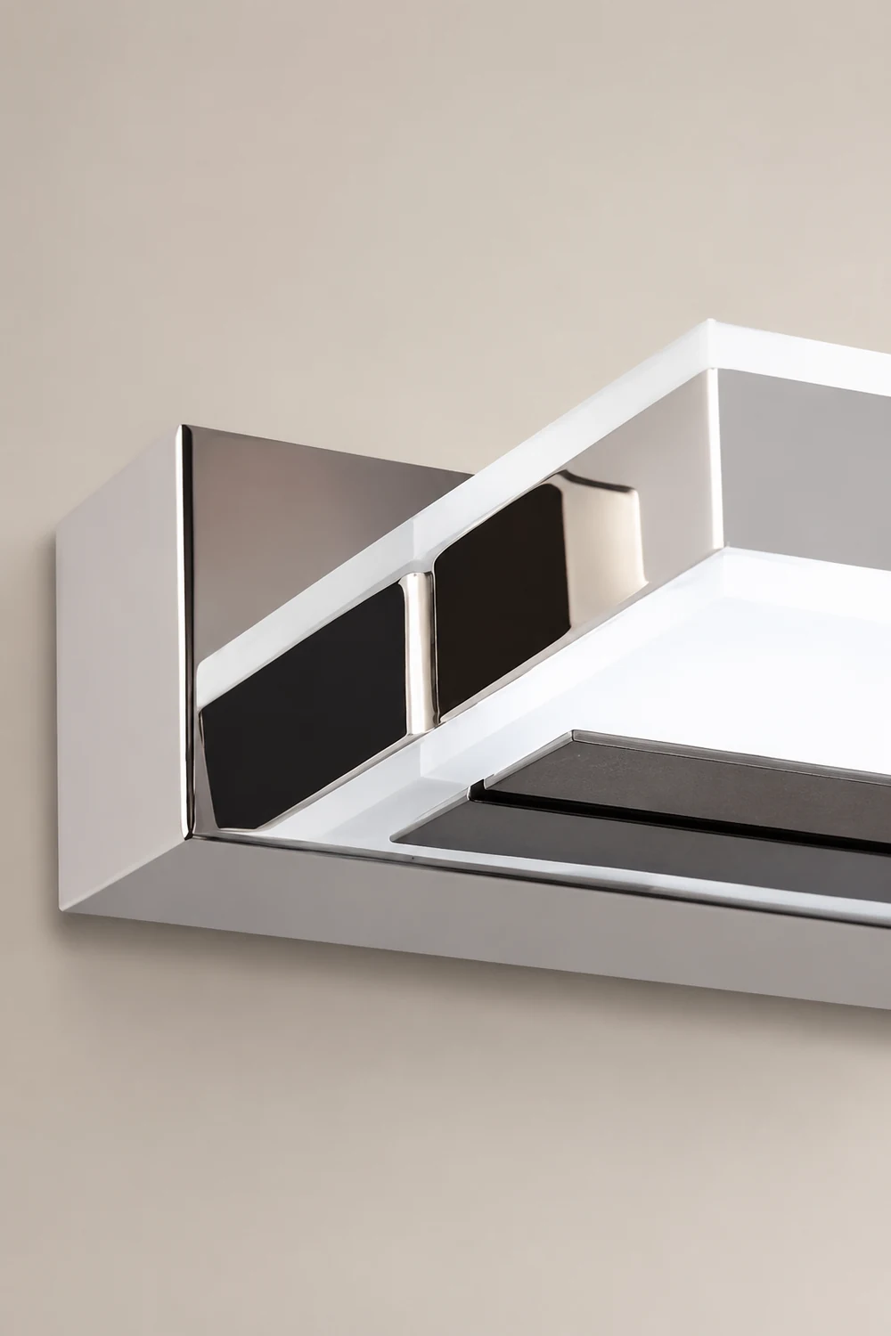 Leigh Modern Square  Acrylic Mirror Front Vanity Wall Lamp , Chrome - Lumpaz