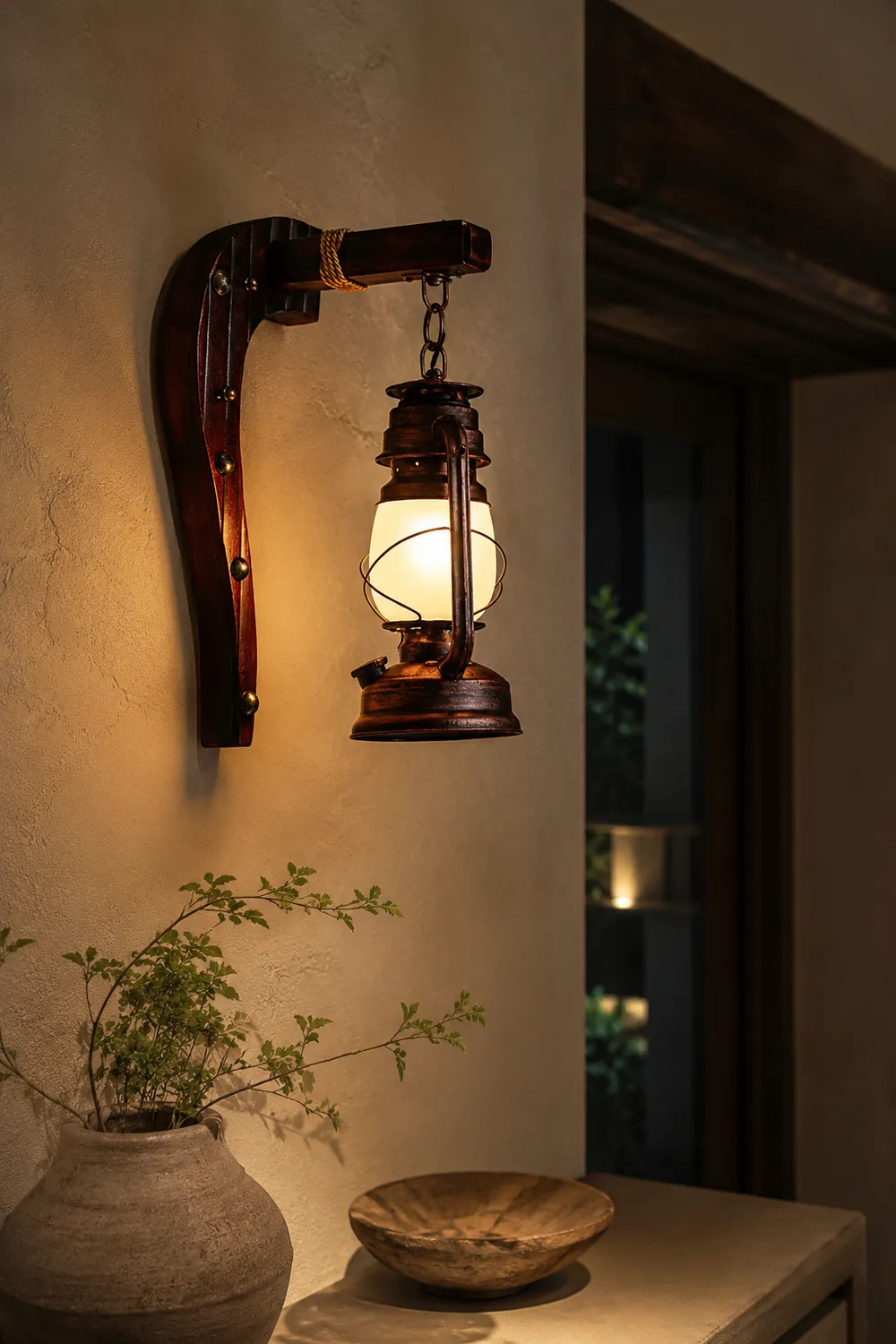Austin Wall Lamp Minimalist Retro Arc Lampholder Wood Dark Brown, Bedroom - Lumpaz