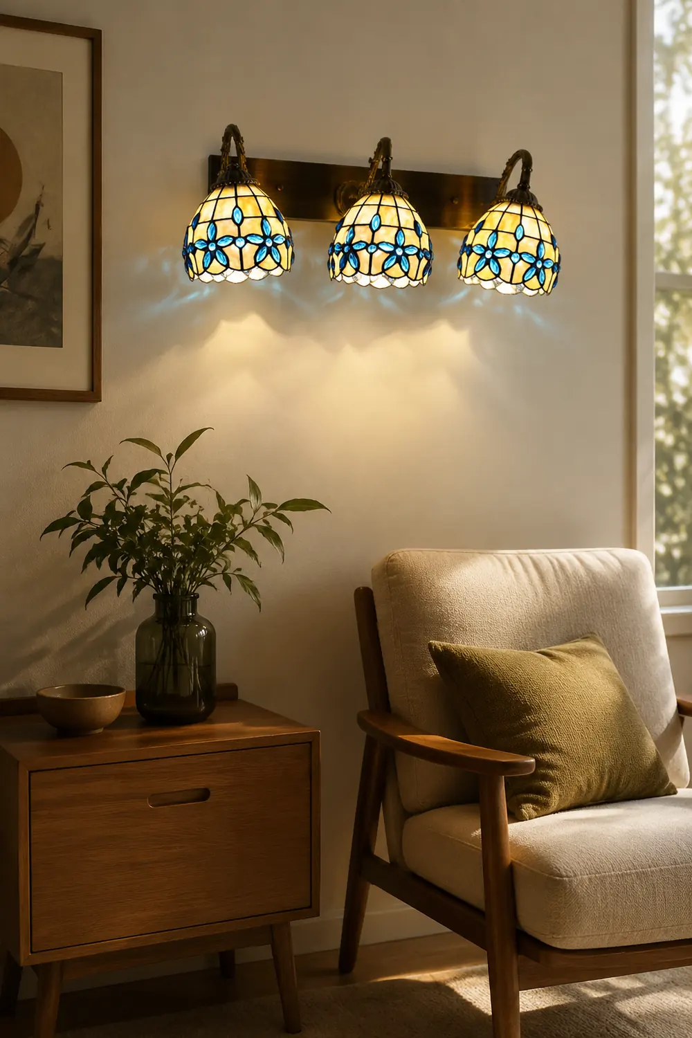 Baxter Vintage Flower Shaped Metal/Glass bedroom wall lamp - Lumpaz