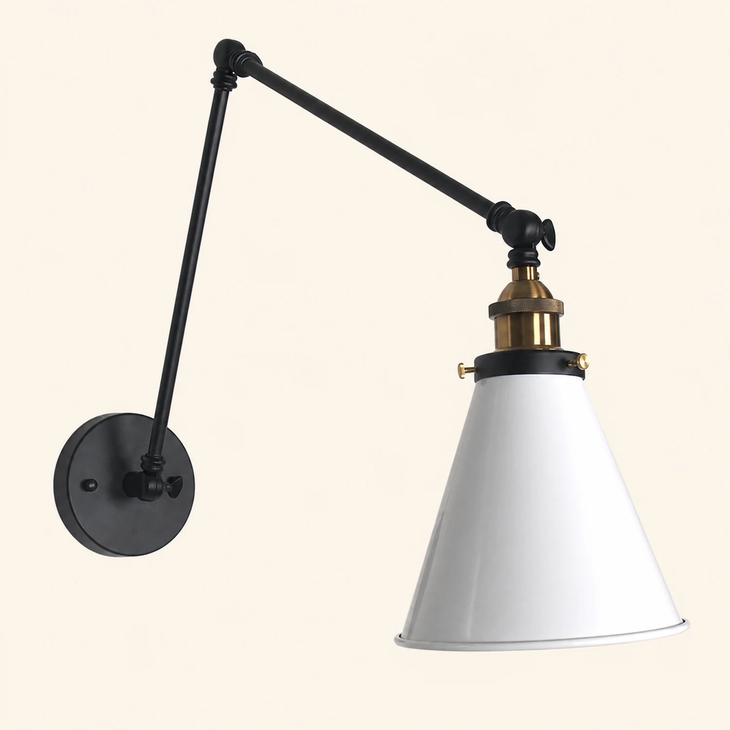 Brady Wall Lamp Minimalist, Tapered Adjustable Metal, 2-Color, Living Room - Lumpaz