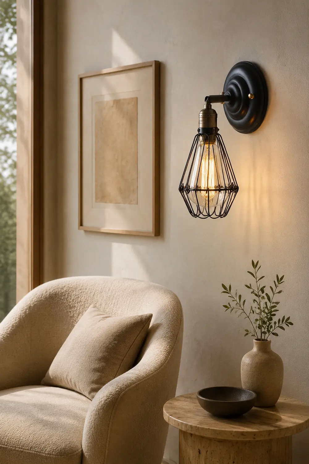Alessio Industrial Lantern Shaped Metal Wall Lamp, Black/Rust - Lumpaz