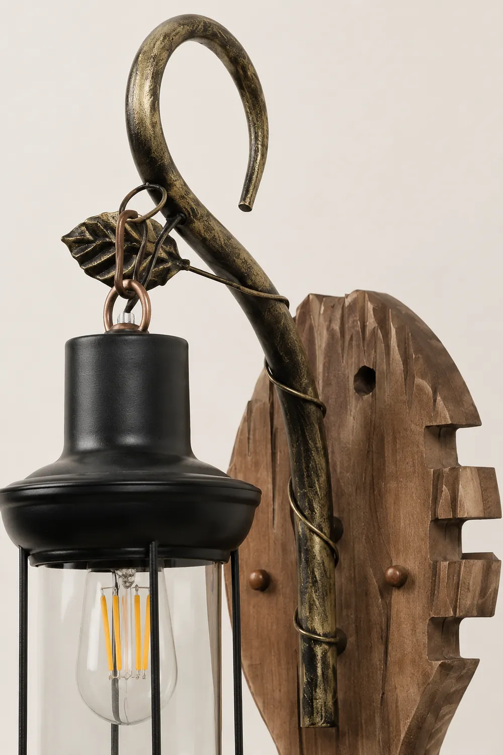 Austin Wall Lamp Fish Shape Vintage, Wood/Metal, Bedroom - Lumpaz
